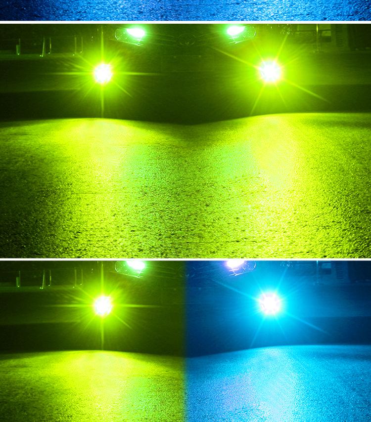 Dual-Color LED Automotive Fog Lights, H7 9005 9006 H11, Easy Installation