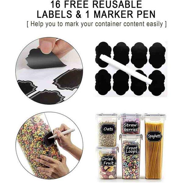 Fiyobo BPA Free Food Storage Containers with Airtight Lids Leak-Proof Bulk Food Canister Set of 14 for Kitchen & Pantry Organization