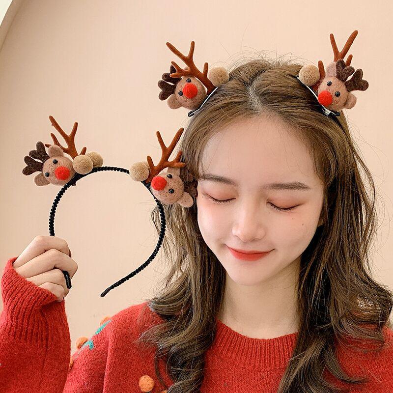 Forest Girl Christmas Antler & Berry Headband - Festive Elk Headdress for Performances