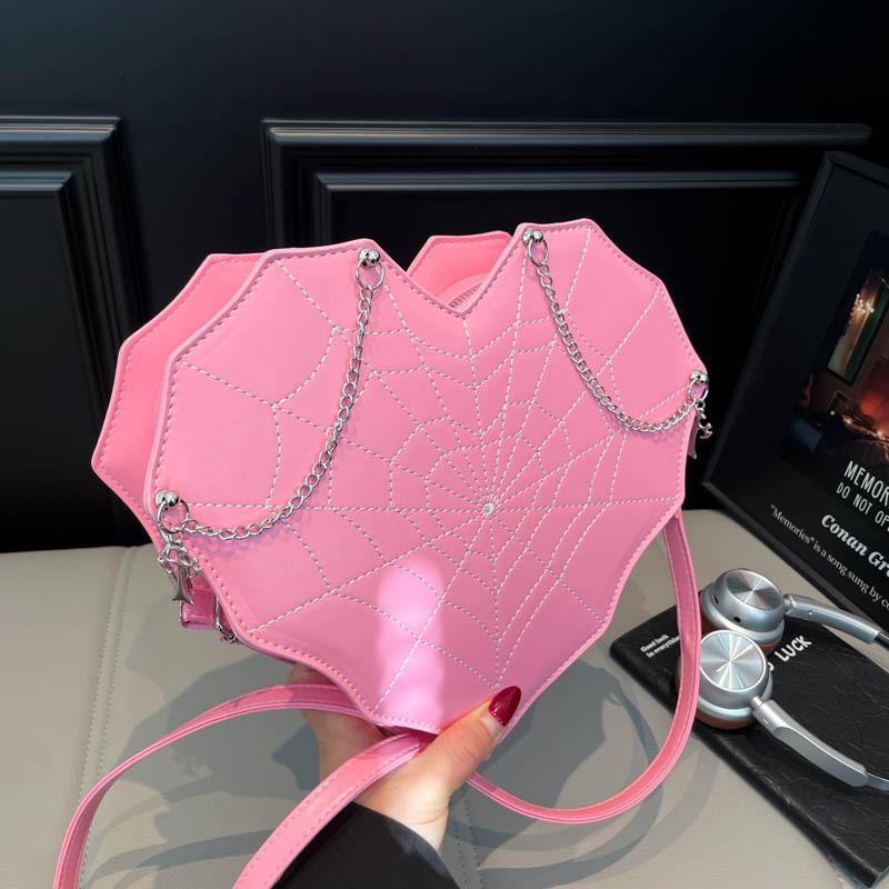 Alien Girl Heart Shape Shoulder Bag With Chain Water Dots For Streetwear Fashion