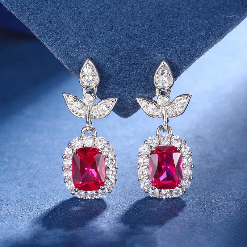 Jewelry Copper Bottom Gold-Plated Simulation Color Treasure Gang Xiaoqing Temperament Set Main Stone 8 * 10-6 * 8