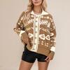 Women's Square Neck Button-Up Sweater Fashionable Loose-Fit Knit Cardigan Fuzzy Warm Coat