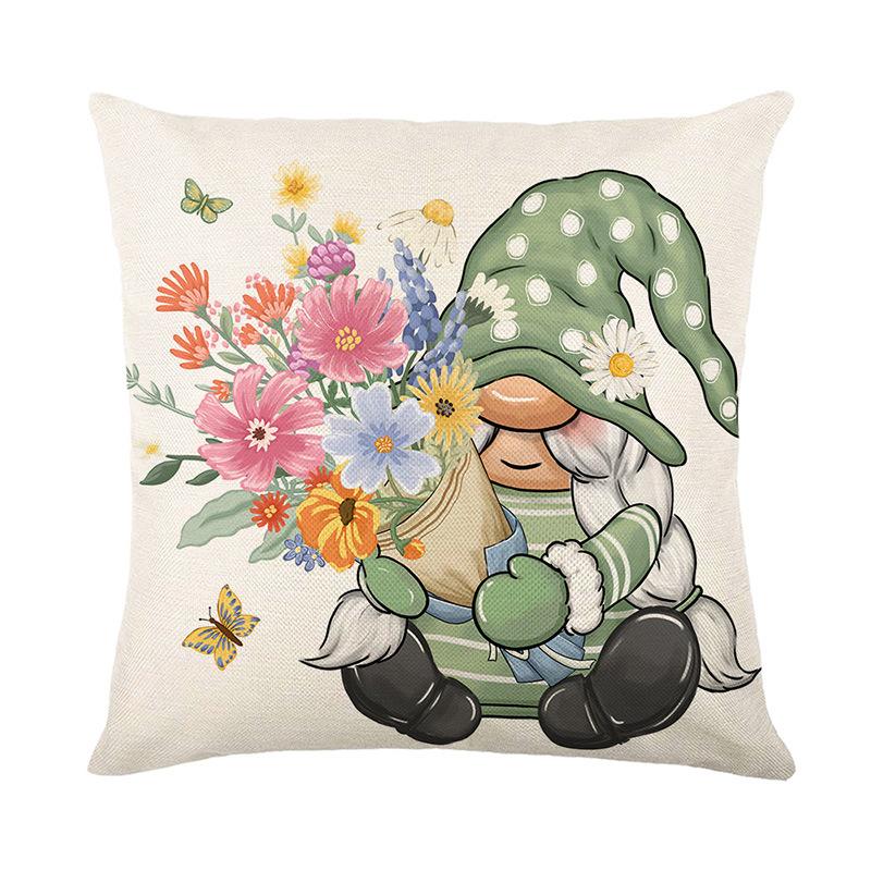 

New Spring Cushion Cover Floral Elf Print Decorative Polyester Cushion Cover Bedroom Cushion Cover 45 * 45Cm (without pillow core)
