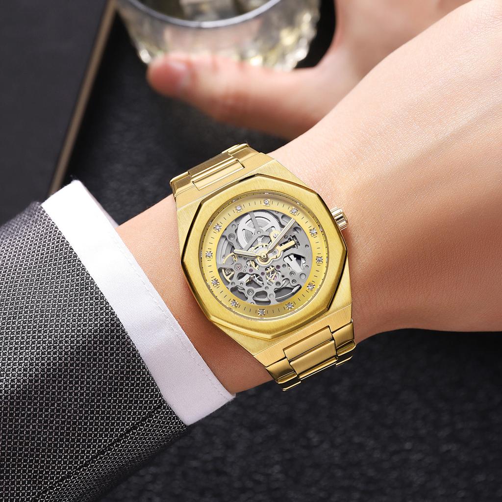 New Tourbillon Automatic Hollow Mechanical Watch Men's Steel Belt Watch Watch