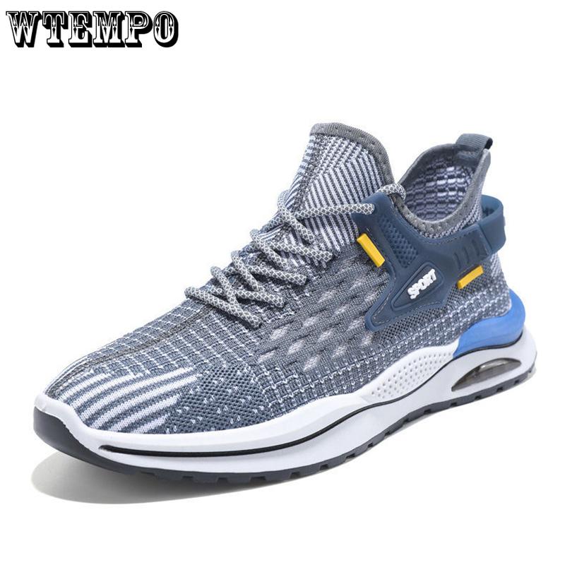 WTEMPO Men's Summer Air Cushion Sneakers Mesh Outdoor Breathable Sport Shoes Thick Bottom Non-Slip Basketball Shoes Casual Running Shoes