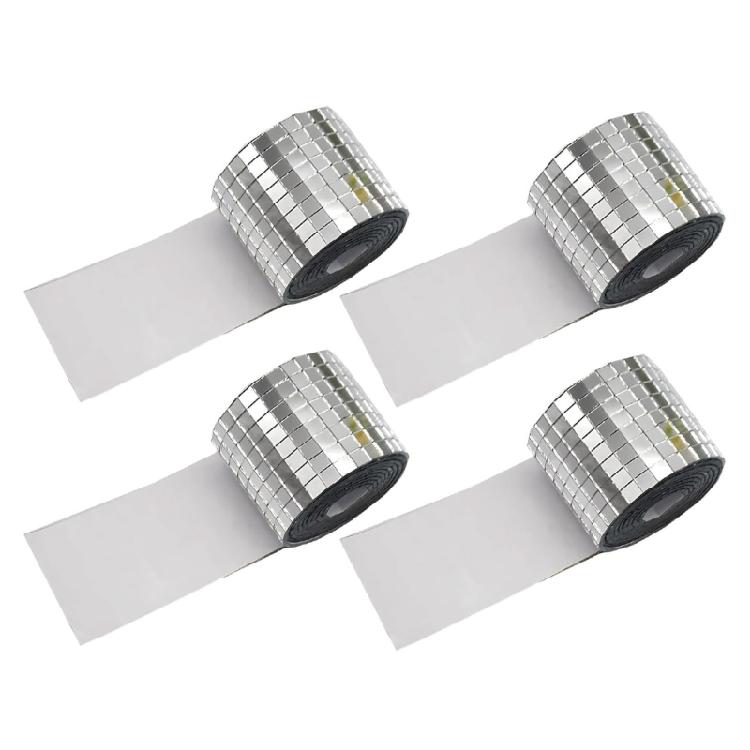 

Disco Ball Mirror Tiles Selfs Adhesive Disco Ball Tape Sticker Small Square Mirror Muzzik Tiles for Crafts Party Decors 1