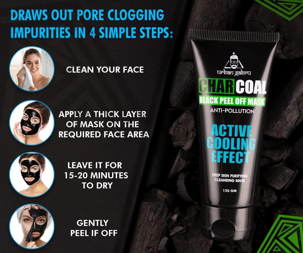 Maschera Nera Carbone Peel-Off per Uomo e Donna | Rimuove Punti Neri e Punti Bianchi | Effetto Rinfrescante Attivo | Purificante e Detergente Profondo per la Pelle (60 grammi)