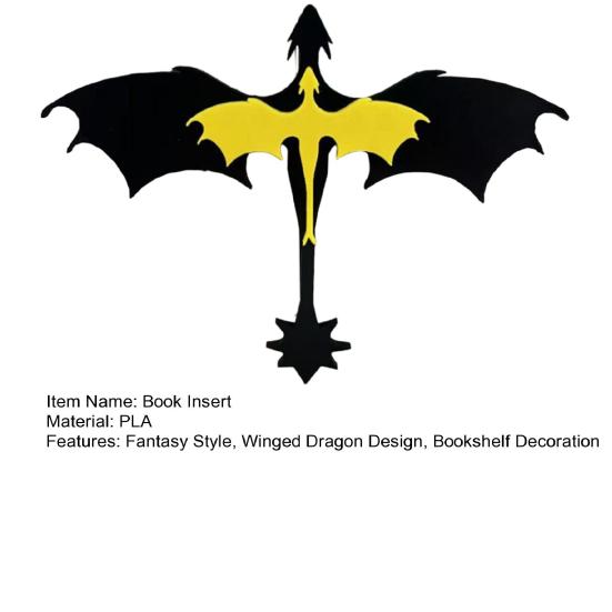 Book Insert Dragon Bookshelf Decoration Double Winged Dragon 3D Marker Bookshelf Insert Decoration Gift for Book Lovers