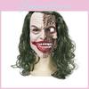 Mască de latex cu cap de Joker cu ochi mari pentru costum de Halloween și farse