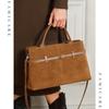 Pasta de Couro Camurça Oversized Espaçosa Bolsa de Mão Ombro Transversal Feminina Despojada para o Trabalho Bolsa de Mão Premium de Luxo Leve
