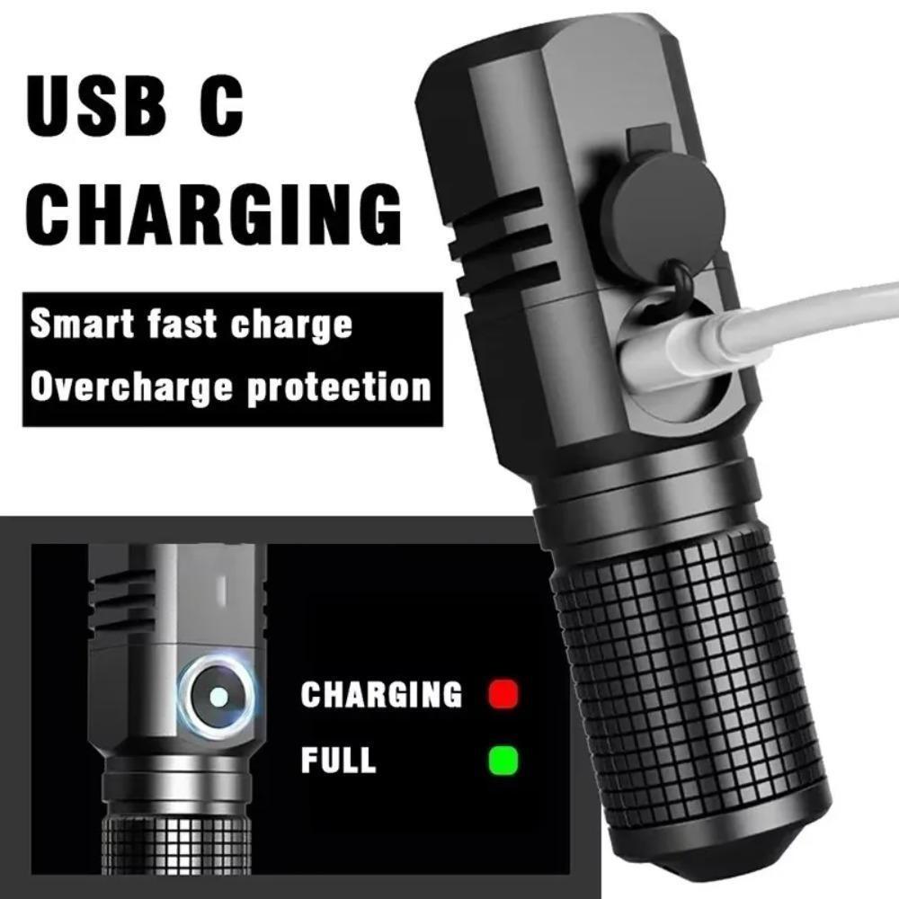 XHP50 Super Bright LED Flashlight USB Mini Torch Rechargeable Zoom Fishing Lantern Powerful 3 Lighting Mode for Hiking Camping