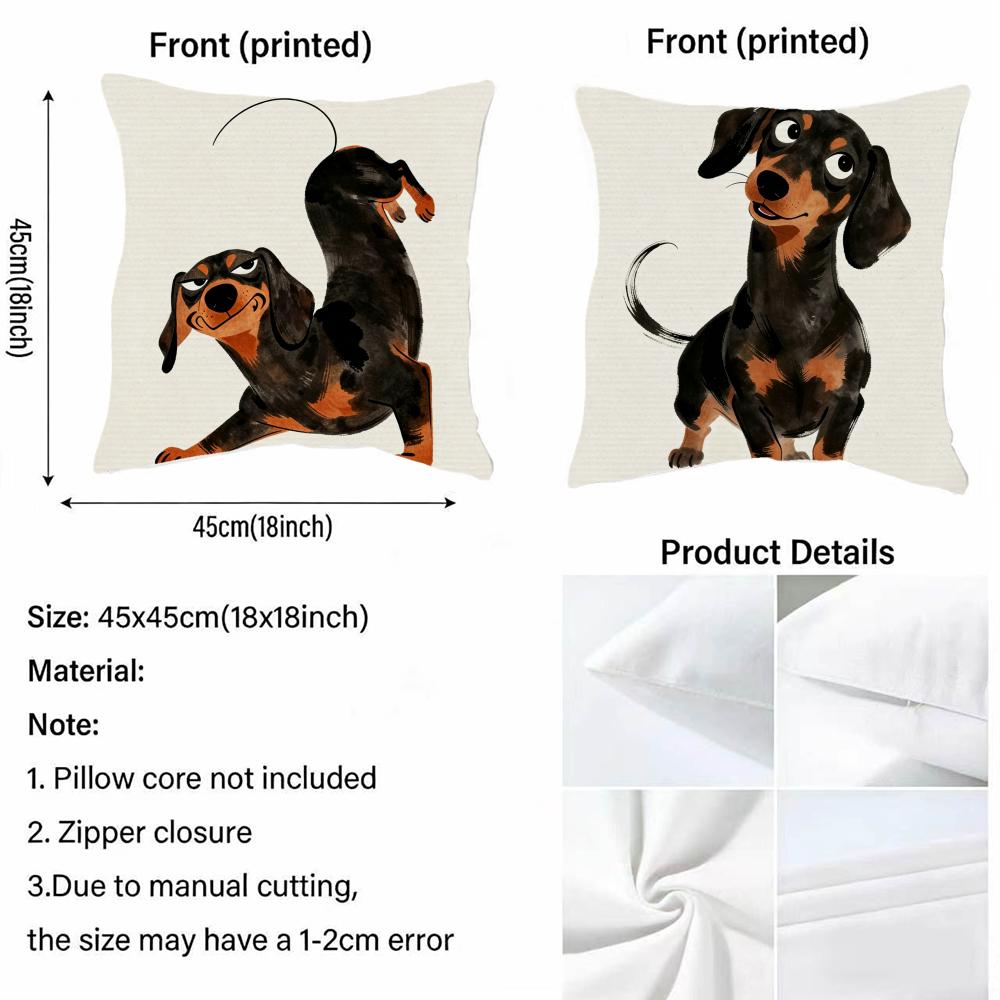 D-Dachshund Watercolor Cushion Cover Fabric Soft Furnishing,Pillowcase, Cushion Cover, Sofa Pillow, Home Decoration