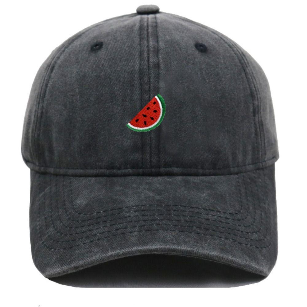Fashion Watermelon Embroidered Baseball Cap Washed Cotton Visor Peaked Cap Sun Protection Adjustable Sport Trucker Hat Unisex