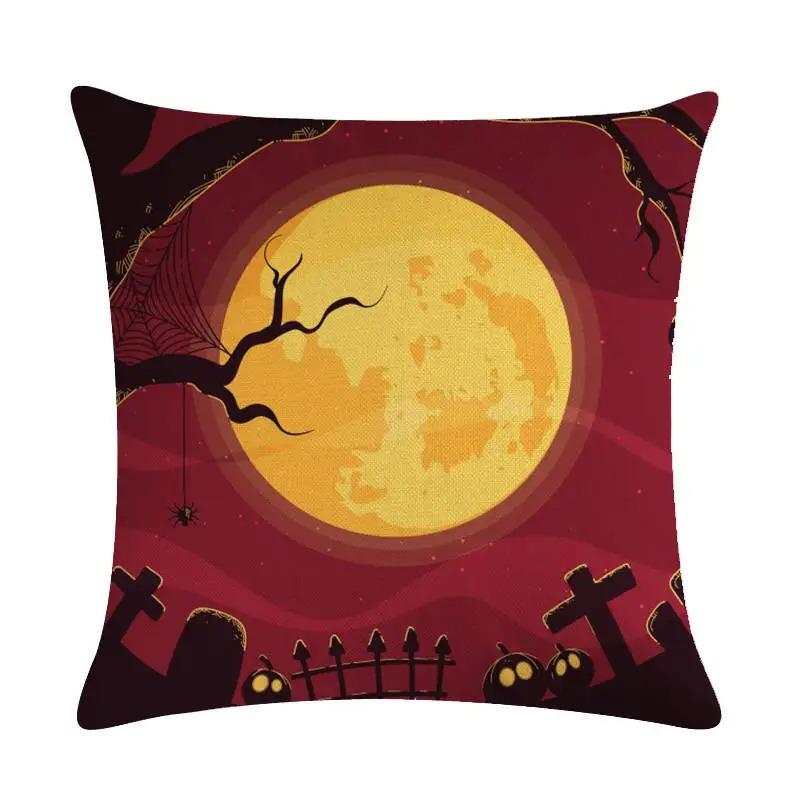 Happy Halloween Decorative Pillowcase Pumpkin Cat Witch Printed Pillowcase Suitable for Home Living Room Sofa Room Decoration