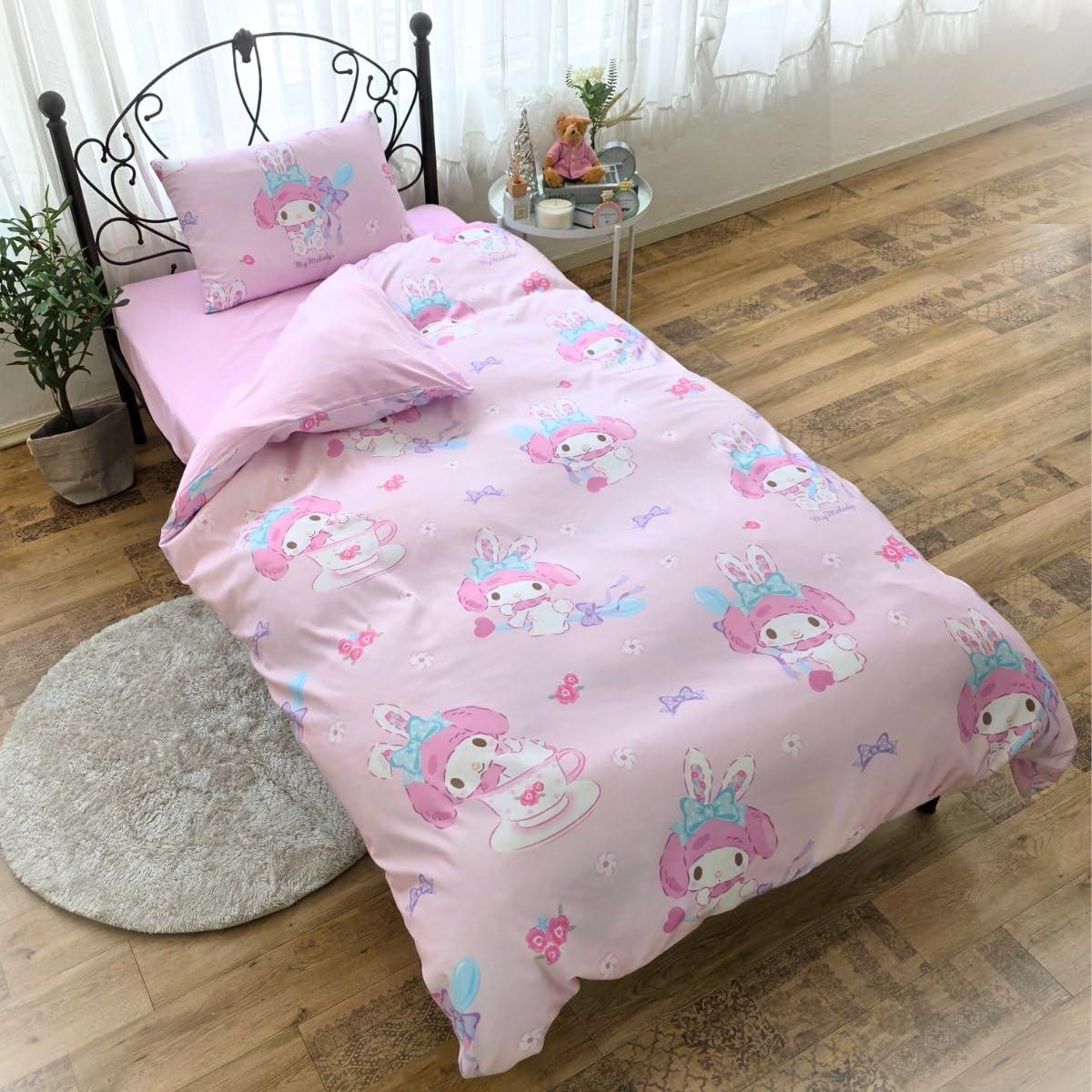 

Sanrio My Melody Bedding Set Cute Character Duvet Fitted Sheet Machine Washable Stylish Bed Cover 3-Piece (Single) - Cover, Pillowcase, - - SB-693-S