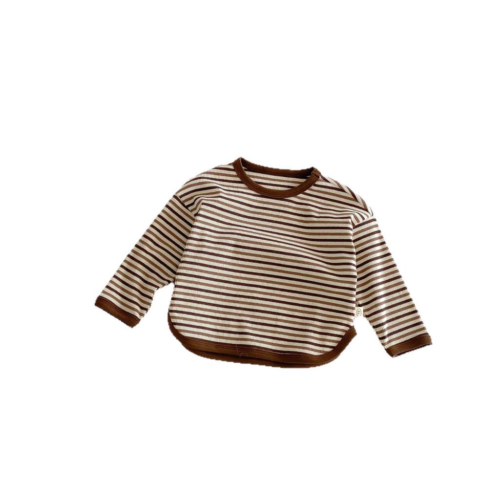 Korean Style Striped T-shirt for Girls - Trendy Spring Layered Color Block Design