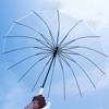 Transparent Umbrella 16 Bone Fiber Bone Toughness Windproof Straight Rod Simple Solid Color Automatic Long Handle Advertising Umbrella Logo Printing