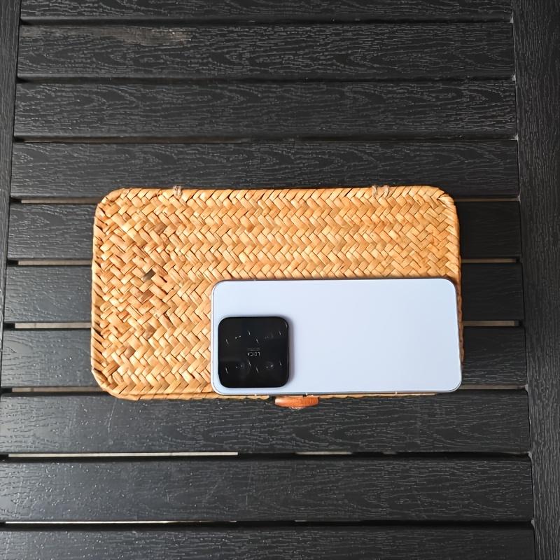 Hand-Woven Storage Basket with Lid - Rustic Organizer for Makeup, Desk & Office Supplies. Perfect Gift Box.