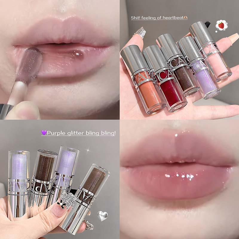 CAPPUVINI Clear Plumping Lip Oil: Moisturizing Glass Lips, Hydrating Mirror Finish Lipstick for Students
