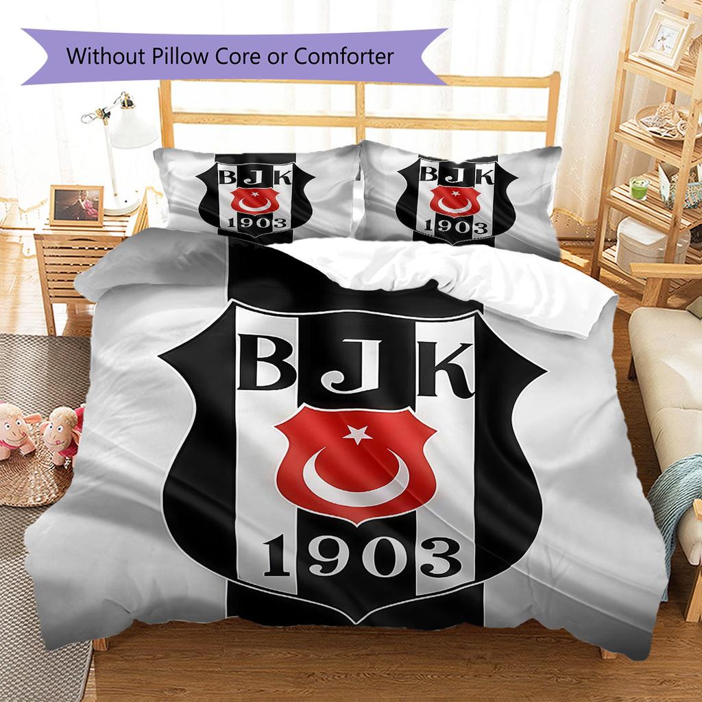 Besiktas Turnverein Muster Bettwäsche, Steppbett Set Bettbezug Kissenbezug Zuhause Geburtstagsgeschenk(1 Bettbezug + 2 Kissenbezüge, ohne Füllung)