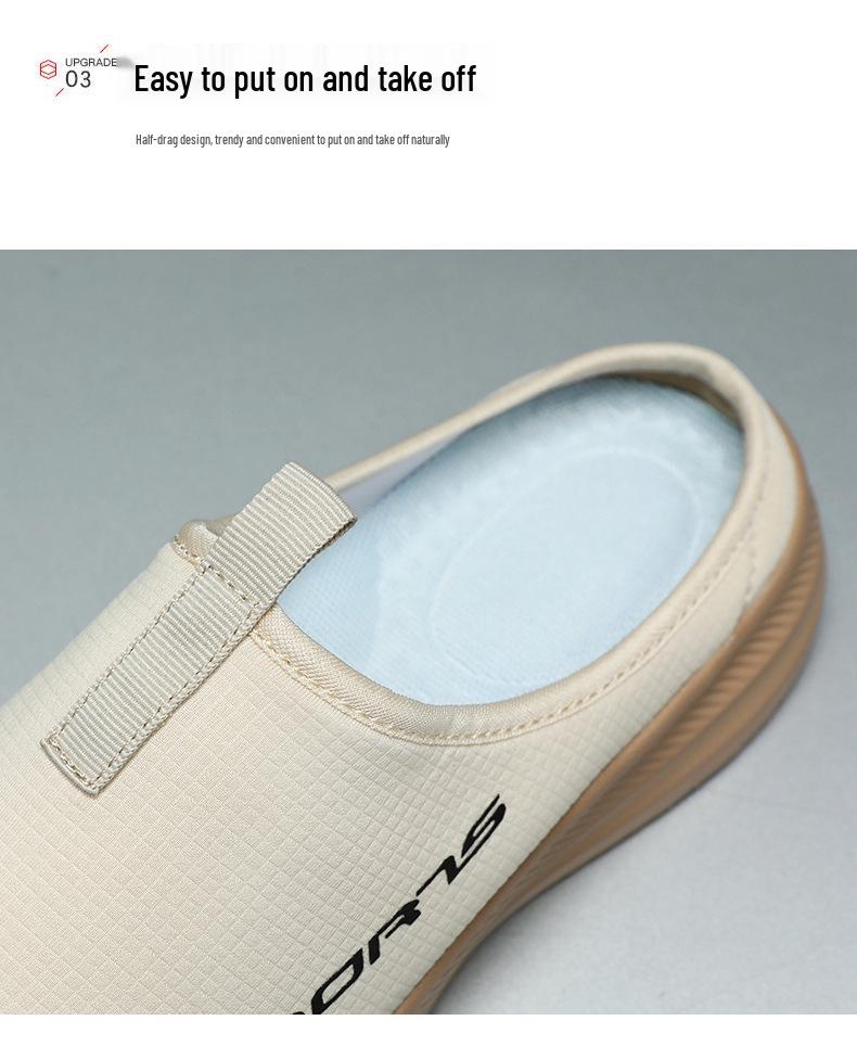 Men's Plus Size Summer Outdoor Breathable Backless Closed-Toe Lazy Half Slippers