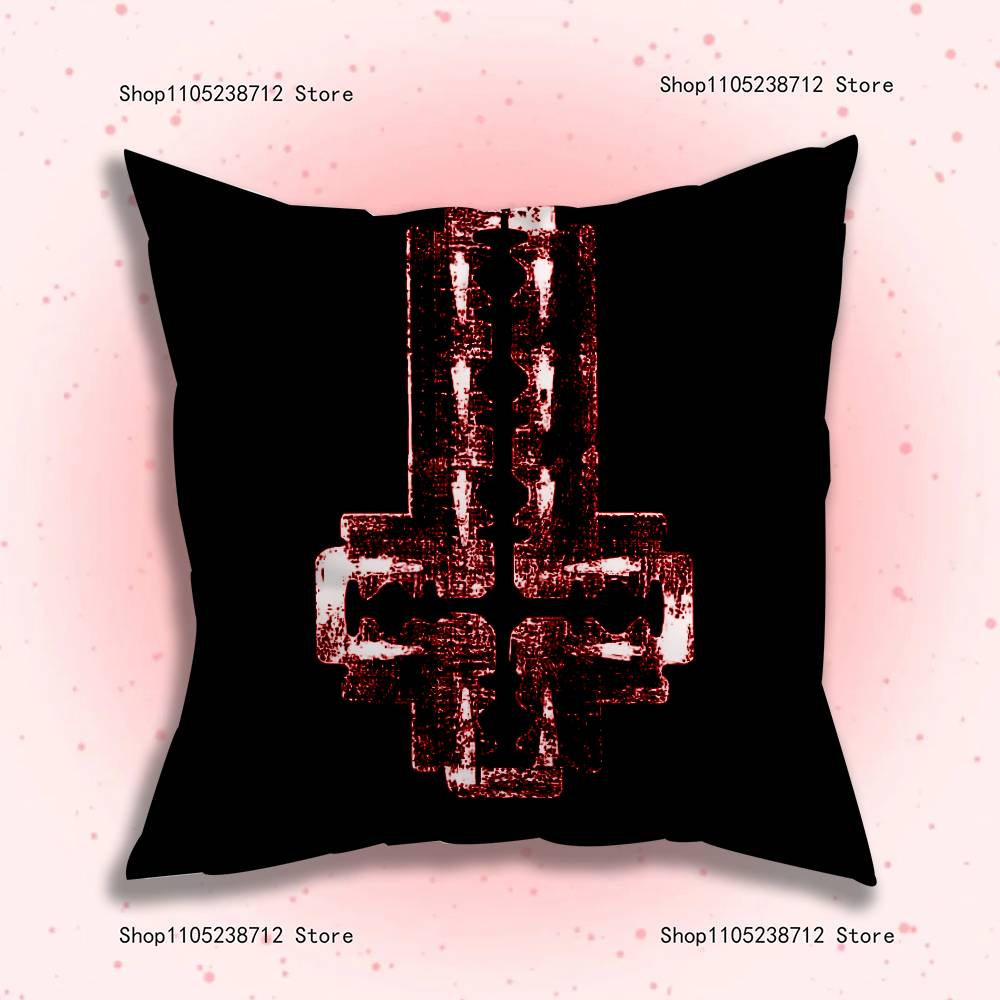 Cyber Sigil Cross Goth Pillow Covers Cartoon Sofa Decorative Home Double-Sided Printing Short Plush Cute Cushion Cover