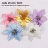 Pack of 10 Christmas Glitter Flowers Artificial Simulation Decoration Large Flower Heads Household Farmhouse Ornament