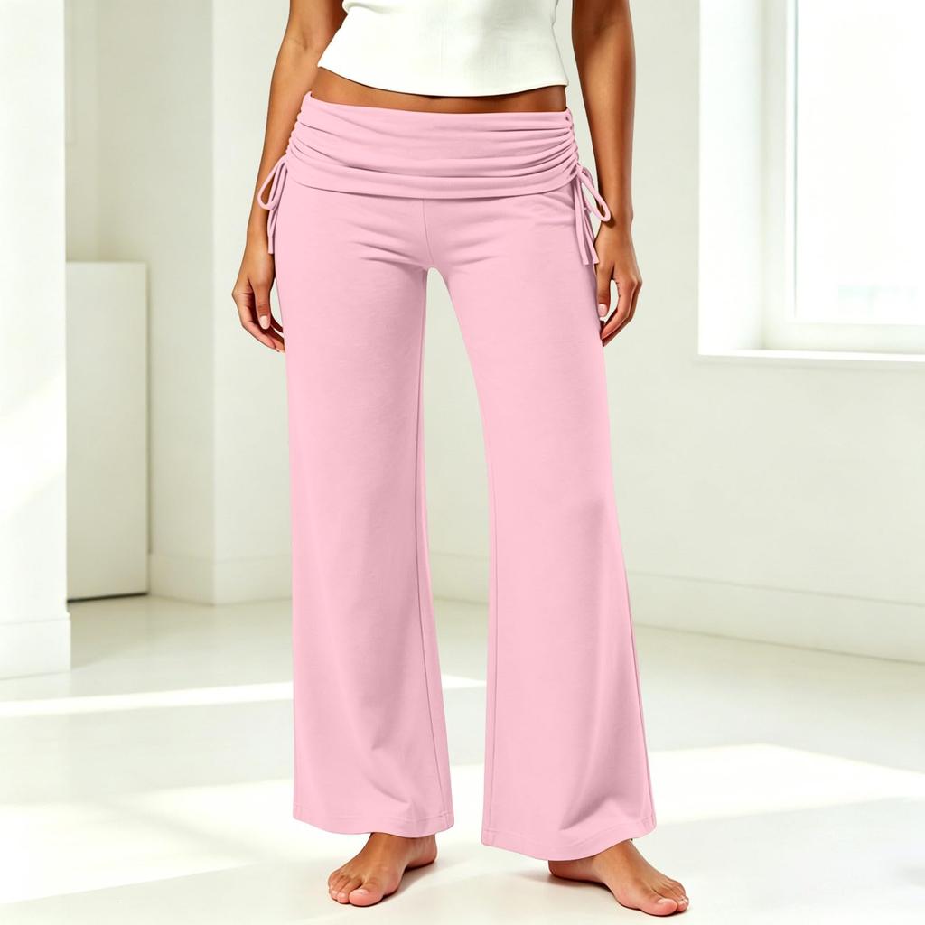 Pantaloni da Yoga da Donna a Pieghe Gamba Larga - Vestibilità Larga Casual per Palestra, Yoga e Uso Quotidiano