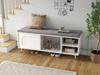Shoe Bench, Shoe Rack with Bench Seat, Bench with Seat Cushion, Shoe Cabinet with Storage, Hallway Bench, White, Dimensions: W121×D35×H49cm