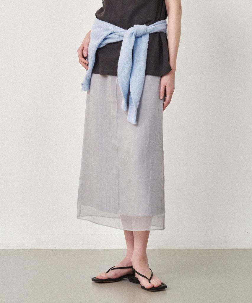 OSTKAKA Sheer Layered Maxi Skirt Gray