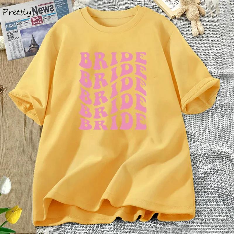 Retro Bride Bridesmaid TShirts Women Female Bridal Party Bachelorette Theme Party Tee Shirt Wedding Boho Bride Graphic Tshirt