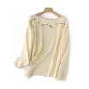 2026 Autumn/Winter Women's Embroidered Floral Wool One-Shoulder Sweater Top