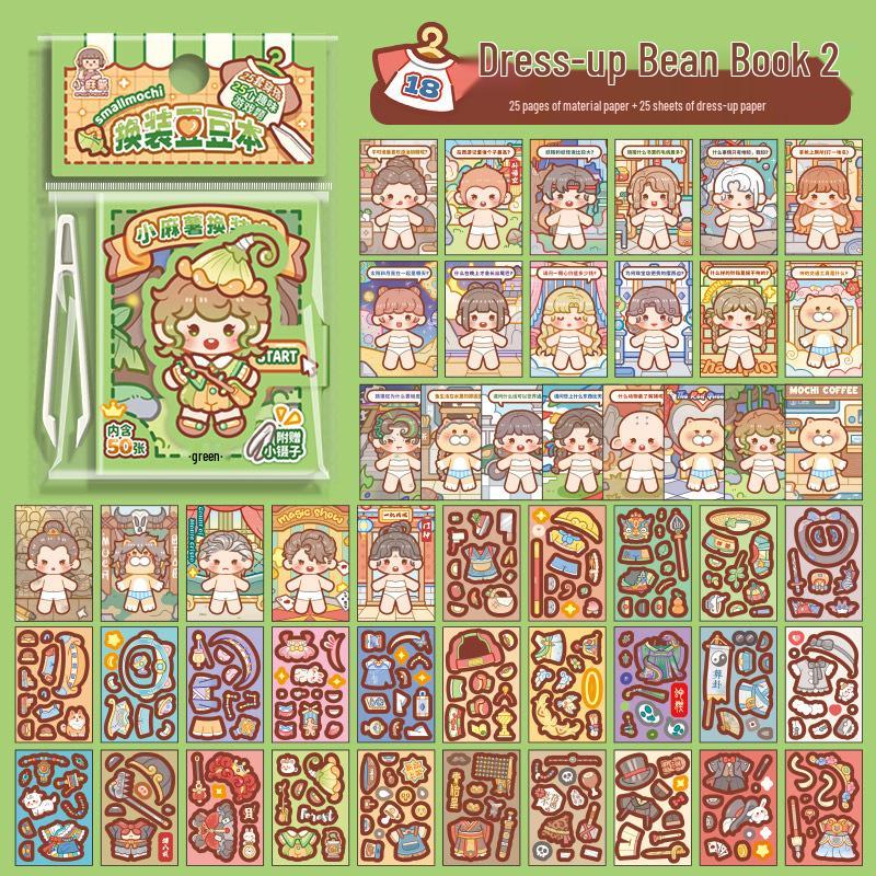 Little Mochi Dress-Up Sticker Book: Girl's Toy, Quiet Book, Birthday Gift Set with Scenery Stickers
