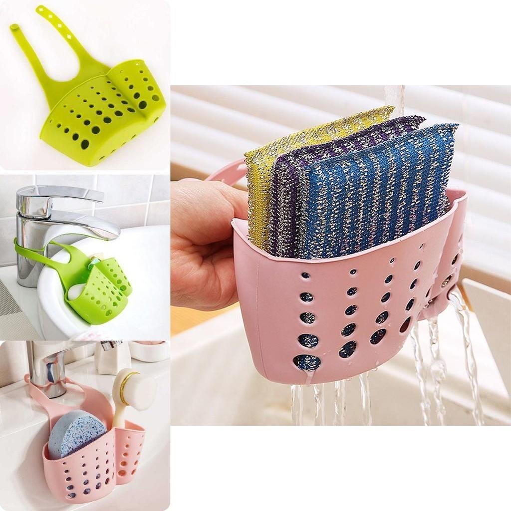 Versatile Kitchen Sink Soap Sponge Holder With Adjustable Strap For Easy Organizing