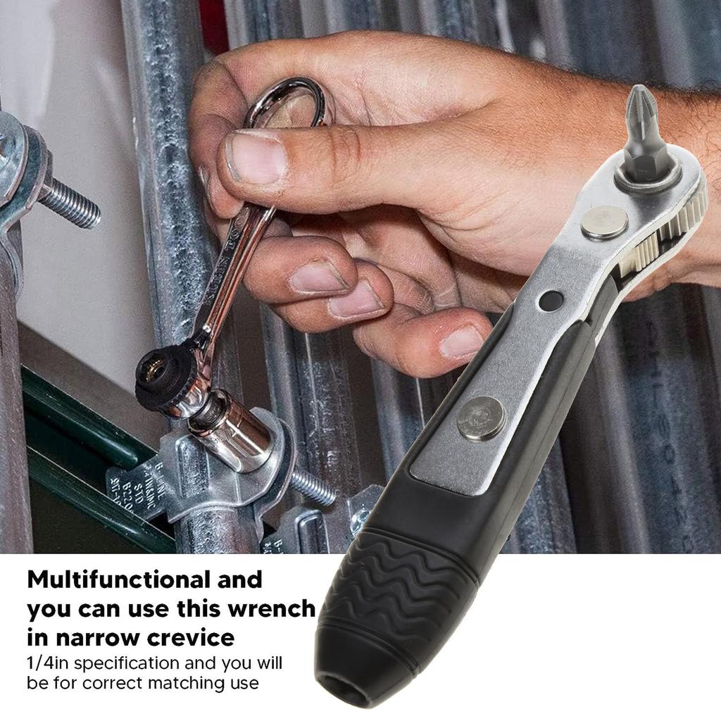 1/4Inch Ratchet Wrench Drive Ratchet Socket Wrench Tool Multi-funtion Quick Release DIY Hand Tool Ratchet Handle Wrench
