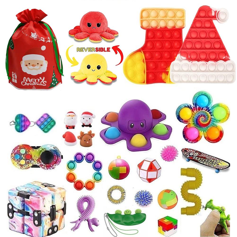 Christmas Gift Stress Relief Toy Set Squishy Toys for Anxiety Relief Random Color Accessories and Bag