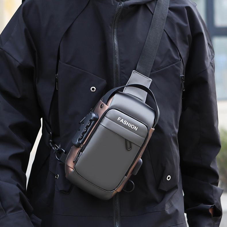 Diagonal Bag Men's Advanced Chest Bag Outside Waterproof Shoulder Backpack Portable Mobile Phone Passport Bag