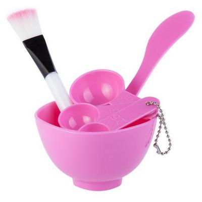 Plastic 4 In 1 DIY Facial Beauty Mask Bowl Women Ladies Cosmetic Tool Mixing Spong Brush with Stick Brush Set