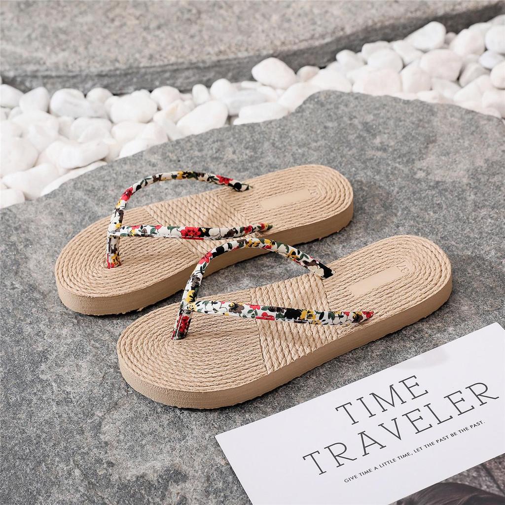 Women's Summer Straw Weave Flat Beach Flip-Flops