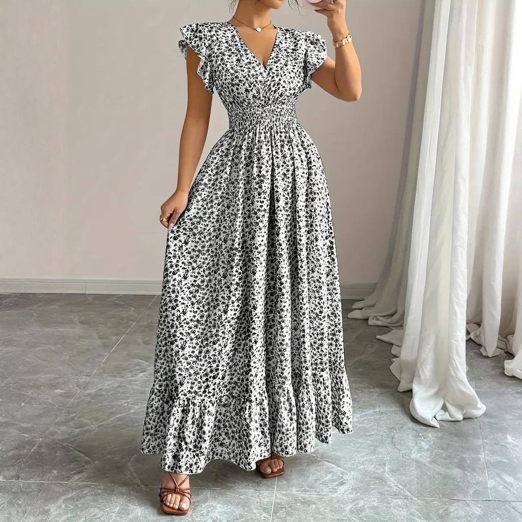 Women's Dress Casual Flowy Dresses  R-neck Vocation Boho Beach Sundress