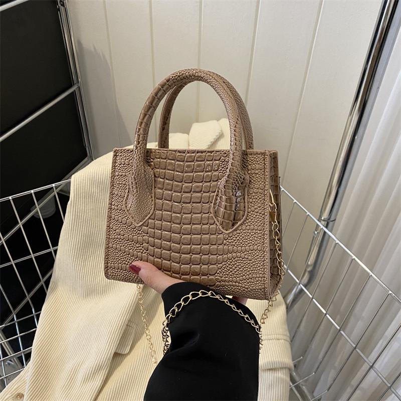 Stylish And Simple Winter New Small Square Bag Fashionable Shoulder Bag In Black Purple Khaki And Rose Pink