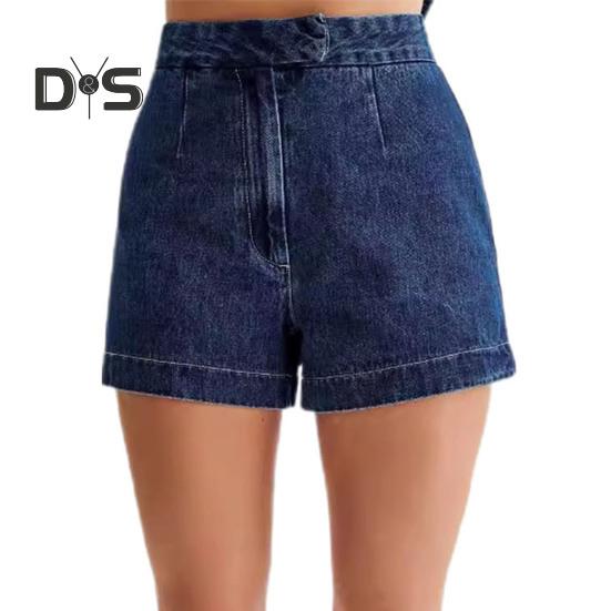Damen Weste Shorts Ärmellos Einreihig Geteilter Saum Rundhalsausschnitt Knöpfe Slim Fit Hohe Taille Einfarbig Kurze Hose