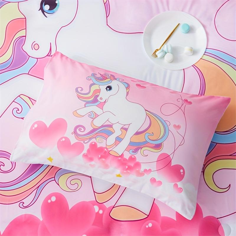 3PC Love Unicorn Powder Duvet Cover 100% Polyester Fiber Digital Printing 1Duvet Cover 2Pillowcases Home Decor Four Seasons