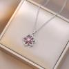 Nickel Free Crystal Flower Rotatable Pendant Hypoallergenic Stainless Steel Casual Relief Women Jewelry Necklace Factory Direct