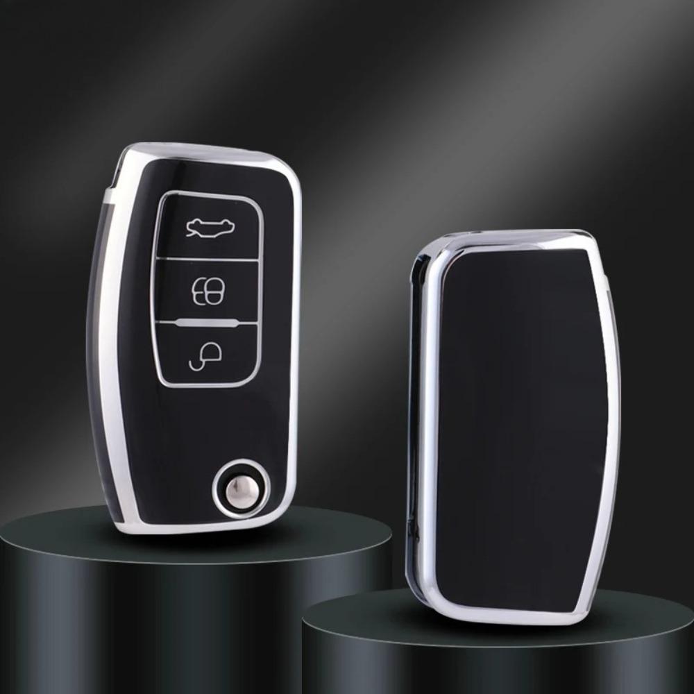 For Ford Focus 2 MK2 Fiesta Mondeo Galaxy Falcon Territory Ecosport Car TPU Folding Key Cover Bag Shell Case Keychain Protector