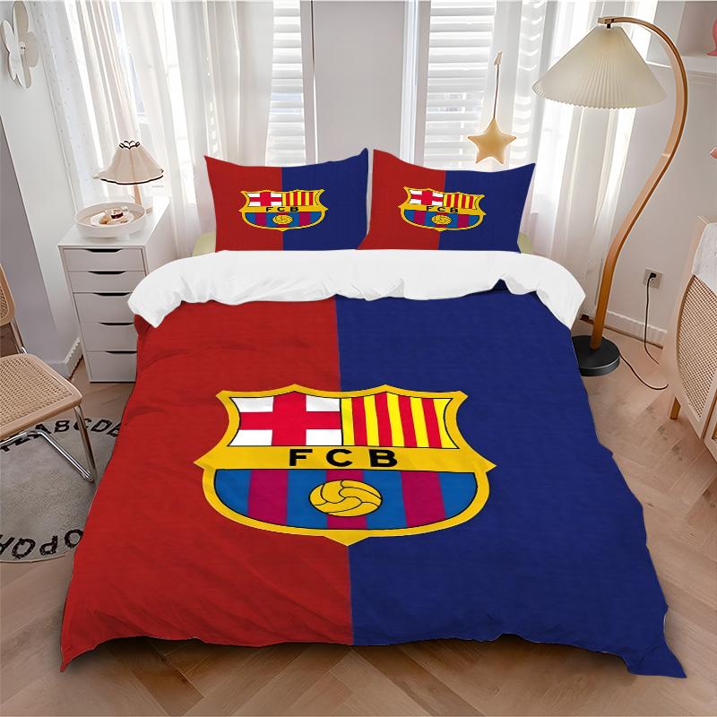 Fcb Team Crest Print 3Pcs Bedding Setduvet Cover With 2 Bedropillowcase Home Birthday Gift