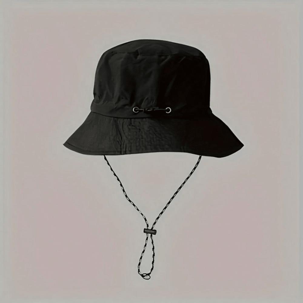 1pc Quick-Dry Foldable Bucket Hat With Sun Protection - Unisex, Adjustable Drawstring, Lightweight Polyester Cap For Fishing