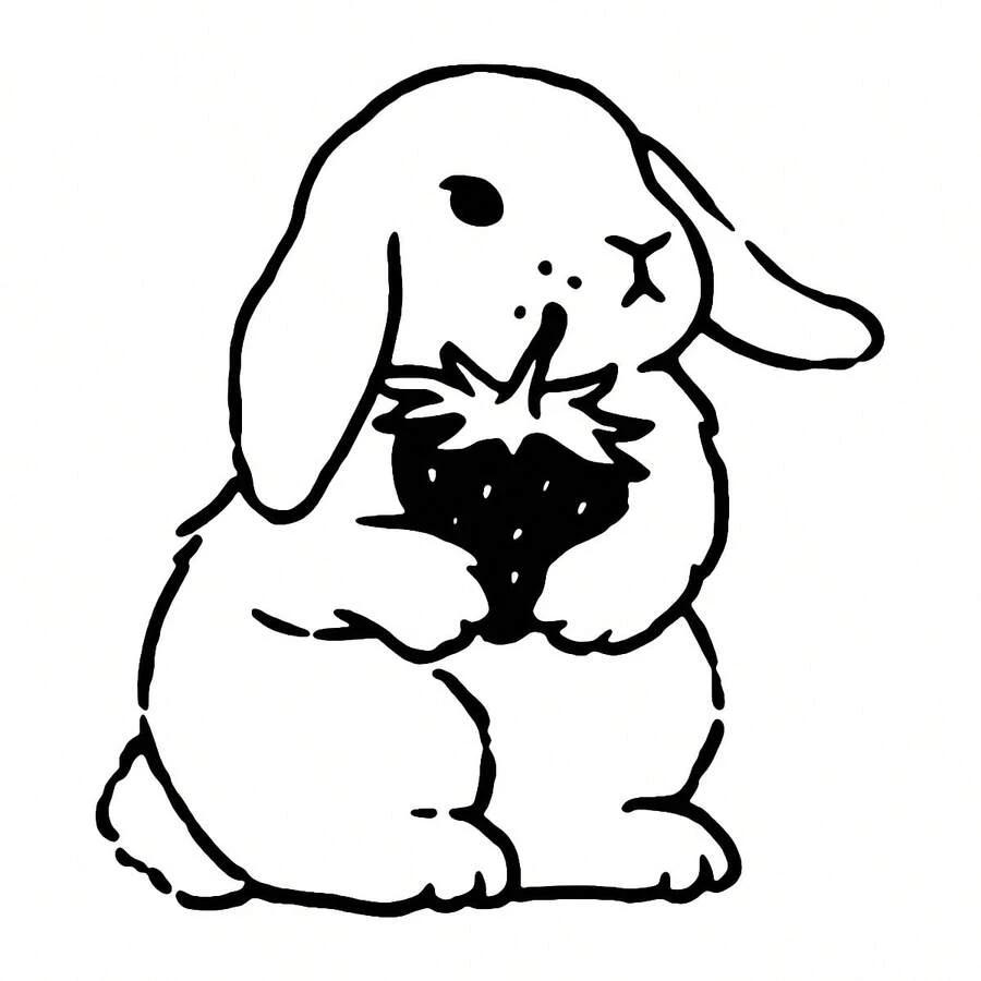 Strawberry Rabbit Bumper Sticker, Car Sticker, Car Decal, Vinyl Car Sticker чёрный