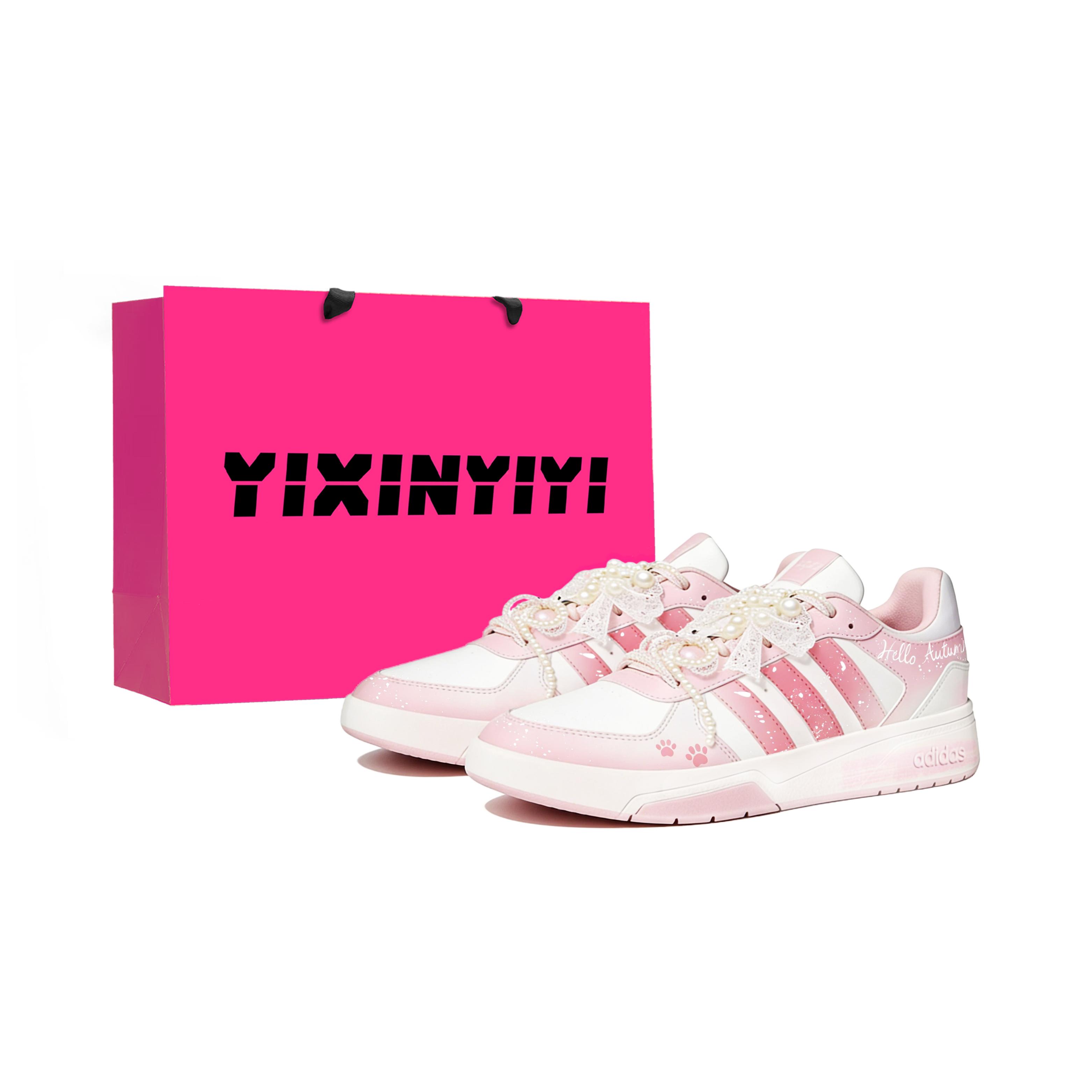 

Adidas COURTBEAT Pink Kitten Wander Slip Resistant Height Increasing Low top Skateboard Shoes Men s Pink KI6785(Team16-LD) 35⅔