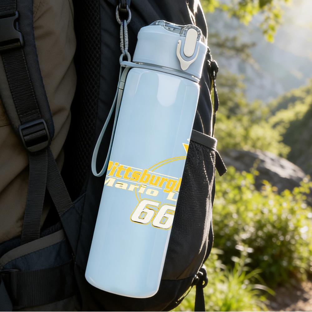 1PC Yellow Western Horse Vintage Text Print 750ml Portable Sports Water Bottle Leakproof Gym Outdoor Travel Drink Cup